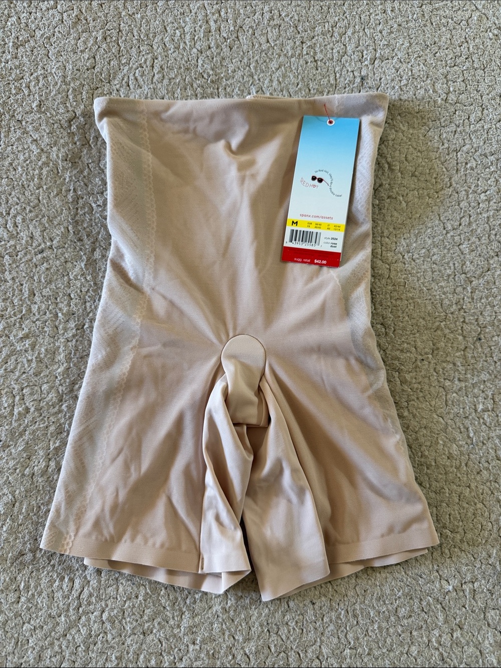 Assets by Spanx High-Waist Shaping Shorts in Light Nude Metalic Medium New